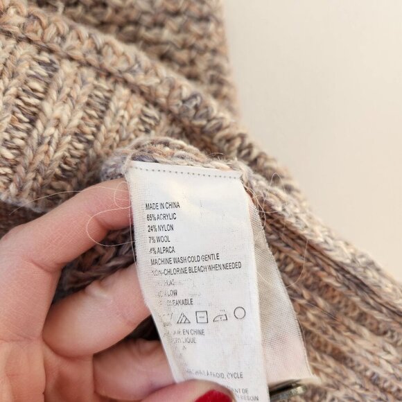 Prana Callisto Wool Alpaca Blend Cardigan Sweater High Neck Tan Beige Women's XS - Picture 8 of 10